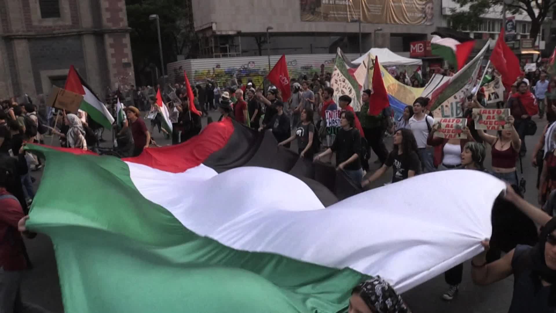 A massive march in solidarity with Palestine in the capital, Mexico City